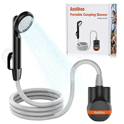 Campingdusche mit Pumpe von Asstikoo Tragbare Dusche für Camping