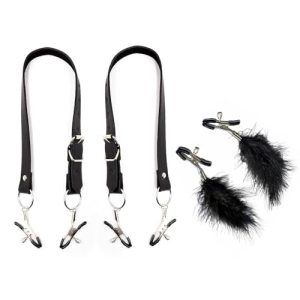 Schamlippenspreizer BDSM Set mit Klemmen und verstellbarem Riemen