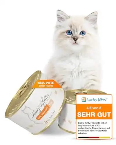 Lucky Kitty Katzenfutter Nass Pute 95% – Getreide- und Zuckerfrei
