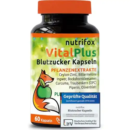 Zimtkapseln von Nutrifox – 60 Blutzucker Kapseln für den Stoffwechsel