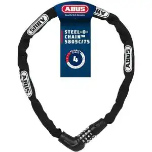 Abus Kettenschloss 71206 für Fahrräder, 75 cm, Schwarz