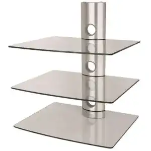 Hifi-Rack NEG Multimedia TV-Rack Suspender 503S in Silber mit Glas-Ablagen