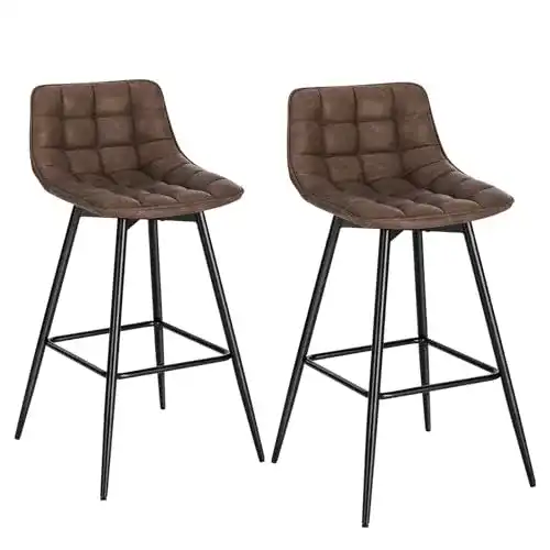 Barhocker WOLTU BH249br-2 2er Set – Designer Barstuhl aus Kunstleder