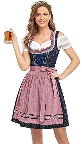 Dirndl Damen Bennies Midi Trachtenkleid mit Trachtenrock