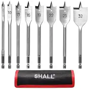 Flachfräsbohrer Shall Spatenbohrer-Set Holz, 8-teilig, 1/4 Zoll