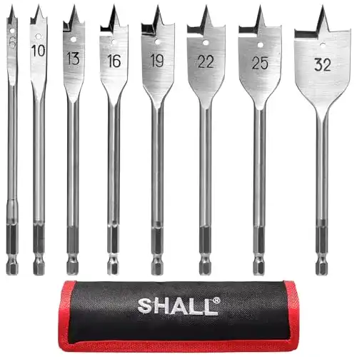 Flachfräsbohrer Shall Spatenbohrer-Set Holz, 8-teilig, 1/4 Zoll