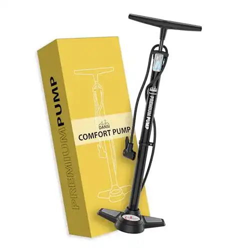 DANSI Fahrradpumpe I Standluftpumpe mit Manometer und Adaptern