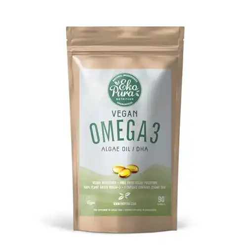 Algenöl von Ekopura – Vegan, Omega 3, 90 Kapseln mit 250 mg DHA