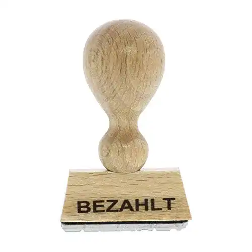 Holzstempel Bezahlstatus von Stempel-Fabrik (40×10 mm – 1 Zeile)