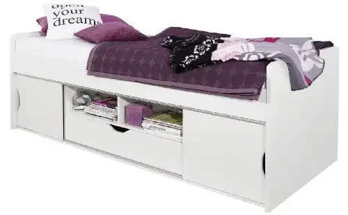 Jugendbett Rauch Möbel Point mit Stauraum in Weiß