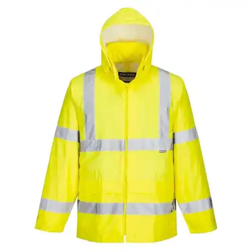 Portwest Warnschutz-Regenjacke in Größe XL für optimale Sichtbarkeit