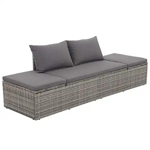 Rattansofa Festnight Garten-Sonnenliege aus Poly Rattan verstellbar