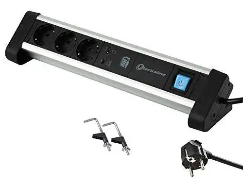 Steckdosenleiste mit USB-C Electraline 62556 3-fach für Schreibtisch