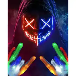 LED Maske Colplay mit leuchtenden Handschuhen für Halloween Kostüme