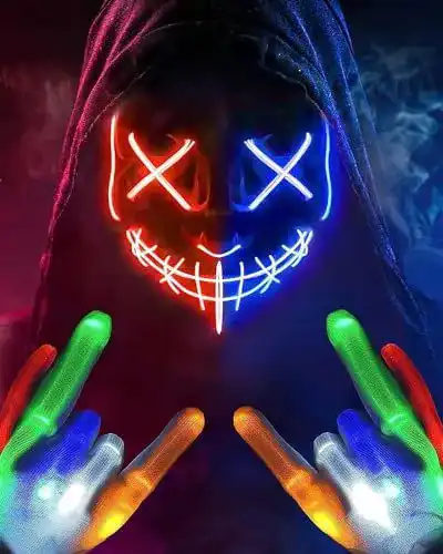 LED Maske Colplay mit leuchtenden Handschuhen für Halloween Kostüme