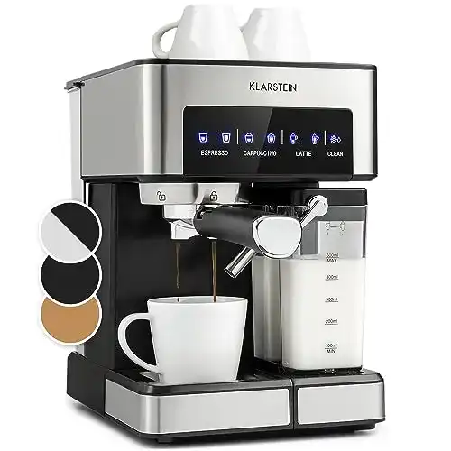 Klarstein Espresso Siebträgermaschine mit Milchaufschäumer und 20 Bar Druck