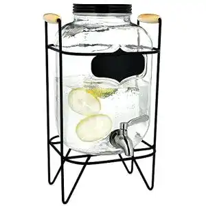 Wasserspender Navaris 5 Liter aus Glas mit Edelstahl-Zapfhahn und Ständer