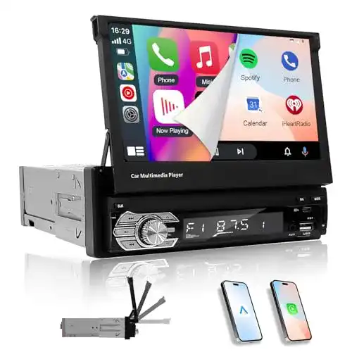 Ezonetronics 7 Zoll Flip Out Autoradio 1 DIN mit Carplay und Android Auto