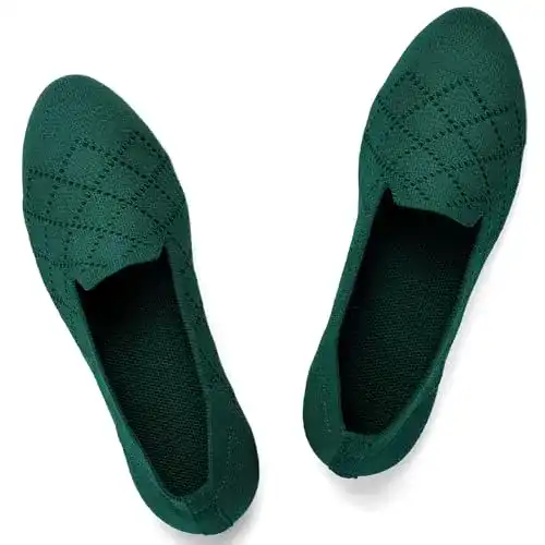 Ballerinas Puxowe Damen Flache Schuhe mit Runder Zehe und Strickdesign