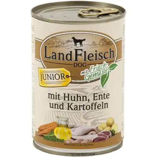 LandFleisch Junior Hundefutter mit Huhn und Ente für Welpen