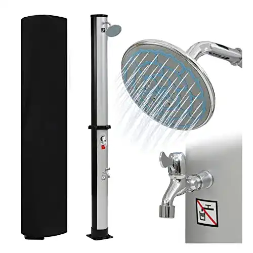 Solardusche Edelstahl Stilista mit 35 Litern und Wasserhahn