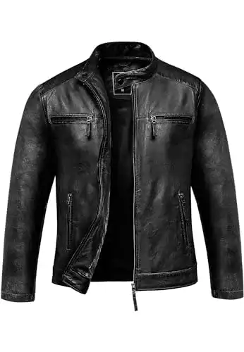 Lederjacke für Herren aus echtem Leder von Amaci&Sons im Biker-Stil