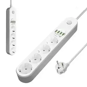 Glisteny 4-fach Steckdosenleiste mit 4 USB-Anschlüssen
