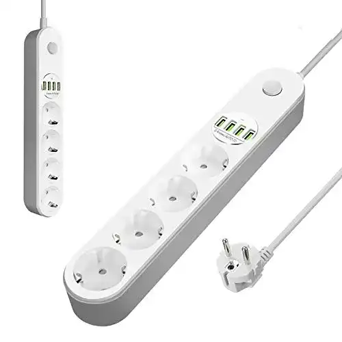 Glisteny 4-fach Steckdosenleiste mit 4 USB-Anschlüssen