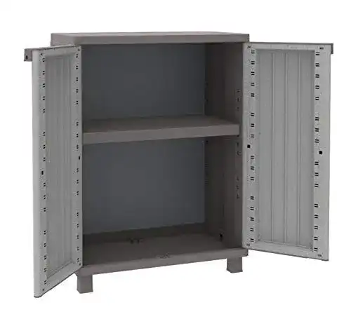 Gartenschrank Terry von Jwood 68 mit zwei Türen in Taubengrau