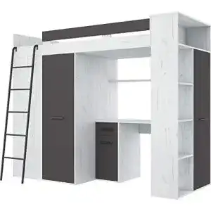 Hochbett mit Schreibtisch von FurnitureByJDM, Kleiderschrank und Regal