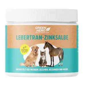 Zinksalbe Green Hero Lebertran 500g für Hautprobleme bei Tieren