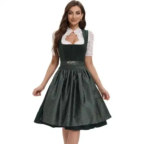 Trachtenrock Goxozzy Dirndl Damen Midi Samt mit Dirndlschürze