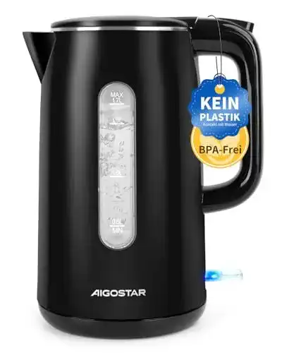 Aigostar Frey Wasserkocher aus Edelstahl mit 1,7L Fassungsvermögen