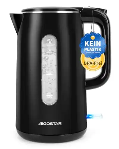 Aigostar Frey Wasserkocher aus Edelstahl mit 1,7L Fassungsvermögen