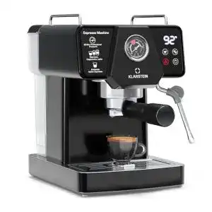 Klarstein Libeica Siebträgermaschine mit Mahlwerk und Dampfdüse
