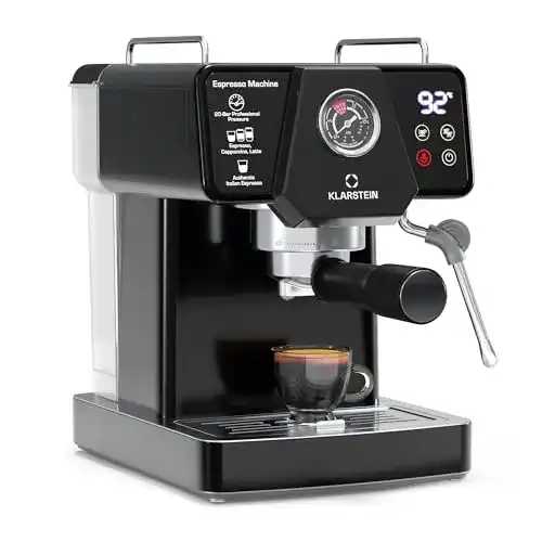 Klarstein Libeica Siebträgermaschine mit Mahlwerk und Dampfdüse