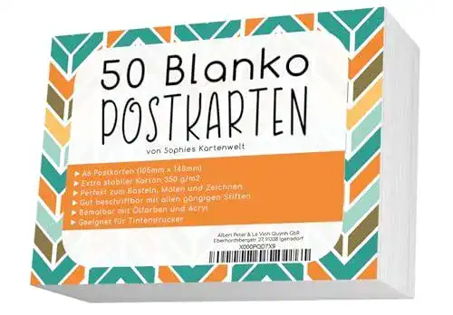 Blanko-Postkarten Set von Sophies Kartenwelt – 50 Karten im DIN A6 Format