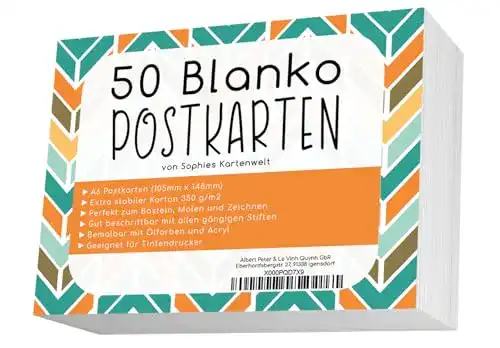 Blanko-Postkarten Set von Sophies Kartenwelt – 50 Karten im DIN A6 Format