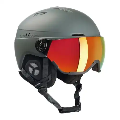 Black Crevice Skihelm Calgary mit Visier, Gun mat/Silver, M/L (58-61)