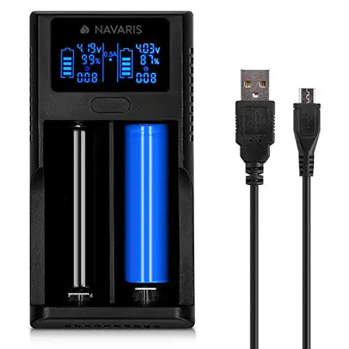 Akku-Ladegerät Navaris Dual für Lithium-Batterien mit LCD-Display