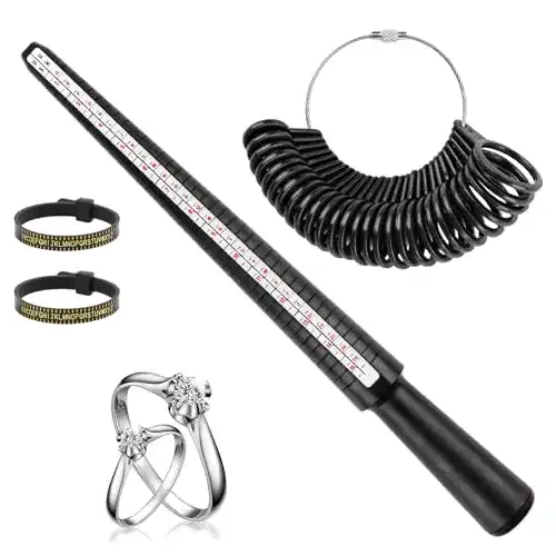 Ringmesser Set von Vfandv mit 4 Ringgrössenmessern und Ringmaßband