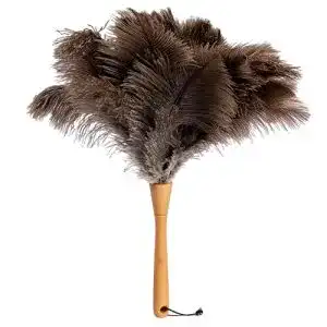 Staubwedel aus Straußenfedern mit Buchenholzgriff, 40 cm