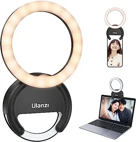 Ringlicht für Handy und Laptop mit 3 Farbtemperaturen und 5 Helligkeitsstufen