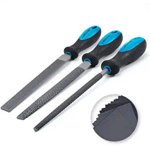 Holzraspel Set LIBRATON 3-teilig mit Flachfeile und Schleifpapier