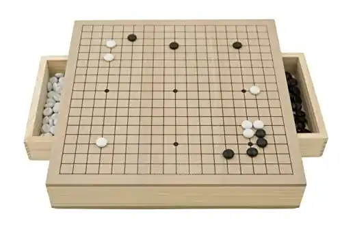 Go-Spiel Hebsacker Verlag – 19×19 cm Go-Holzbox mit Schubladen
