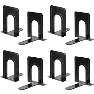 Buchstützen aus Metall, 4 Paar, Schwarz