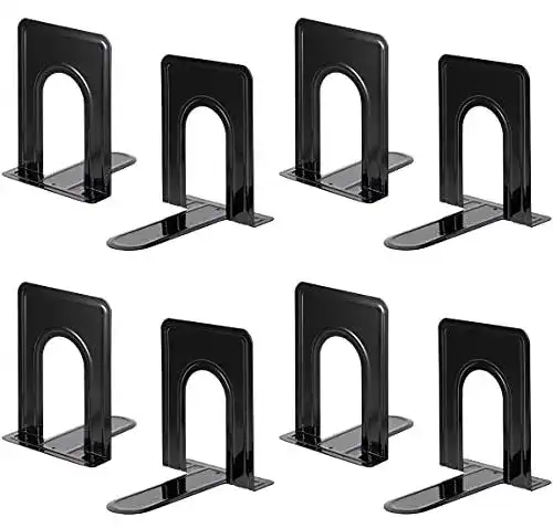 Buchstützen aus Metall, 4 Paar, Schwarz