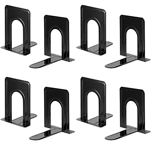Buchstützen aus Metall, 4 Paar, Schwarz