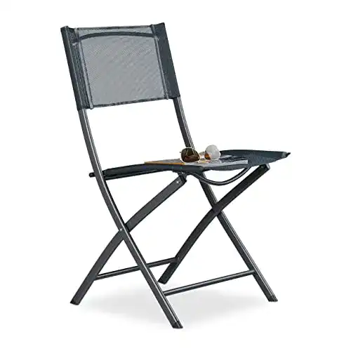 Gartenstuhl Relaxdays Klappstuhl für Balkon, Metall und Kunststoff