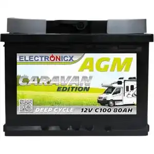 AGM-Batterie 80Ah Electronicx 12V Gel-Batterie für Wohnwagen und Camping